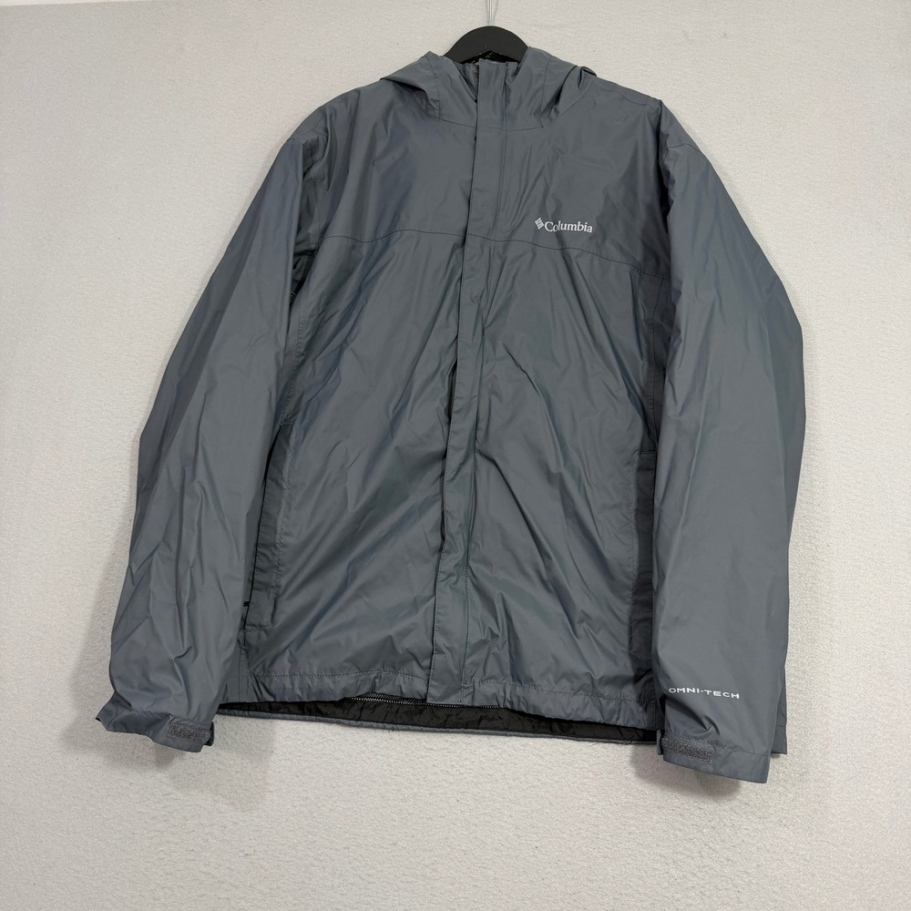 Columbia Rain Jacket Men XXL Gray Watertight II Omni-Tech Hooded Lightweight